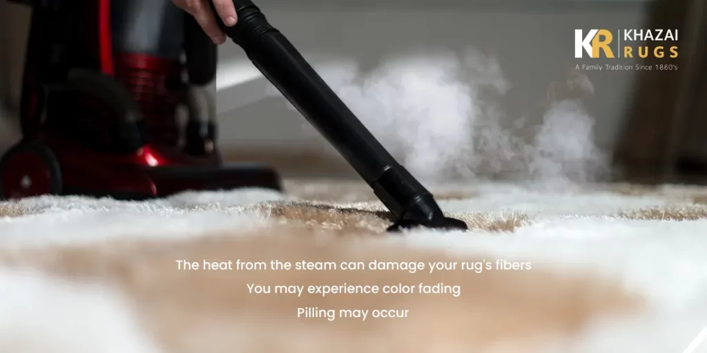 What are the disadvantages of steam cleaning a wool rug